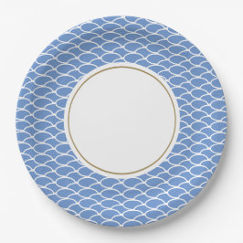 Fun geteerte blaue Waves Muster White Center Circl Pappteller
