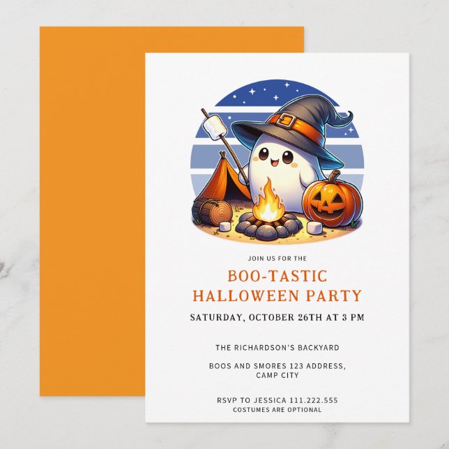 Fun Ghost Boo-Tastisches Halloween-Party Einladung (Vorne/Hinten)