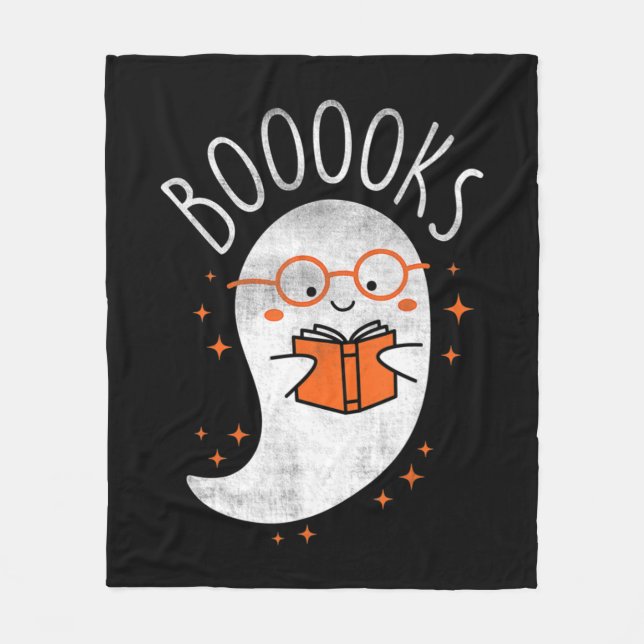 Fun Ghost Book Reading Halloween Niedlich Teacher  Fleecedecke (Vorderseite)