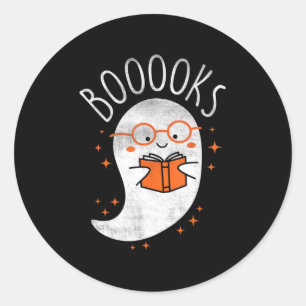 Fun Ghost Book Reading Halloween Niedlich Teacher Runder Aufkleber