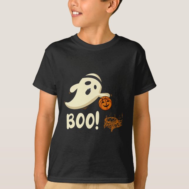 Fun Ghost Player Boo Bysketbyll Halloween-Kostüm T-Shirt (Vorderseite)