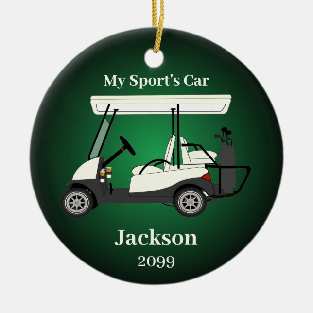 Fun Gift für seinen Golfer Golf Cart Keramik Ornament (Vorne)