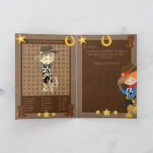 Fun Ginger Boys Cowboy Word Suche glücklich Geburt