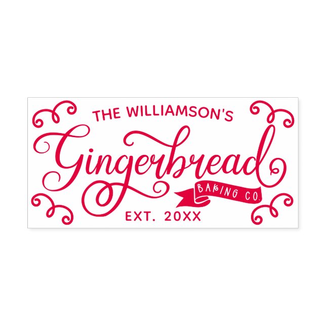 Fun Gingerbrett Backen Co Personalisiert Familienn Permastempel (Design)