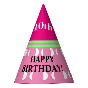 Fun Girl Birthday Pink Green White Polka Dots Partyhütchen