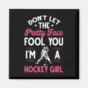 Fun Girl Hockey Geschenk für Frauen Kinder Eishock Magnet
