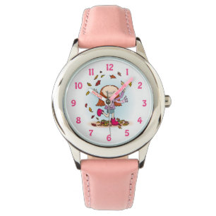 Fun Girls Herbst Herbstlaube rosa Armbanduhr