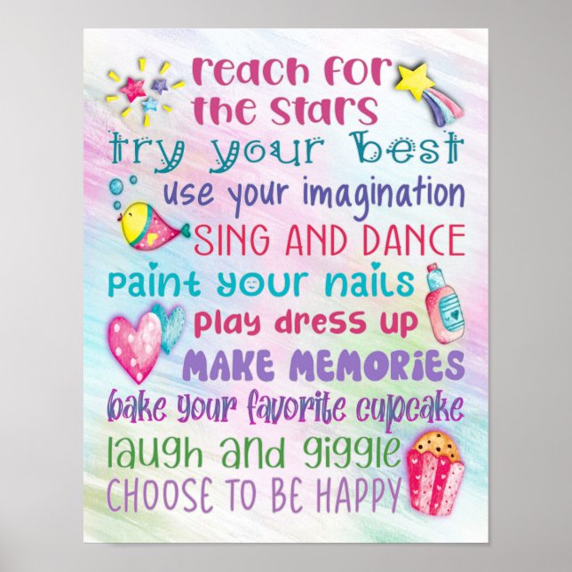 Fun Girl's Motivierend Quotes Poster - 11x14 (Vorne)