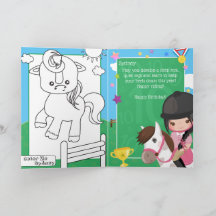 Fun Girls Reittiere Färbungsseite Geburtstag