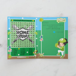 Fun Girls Softball Word Search Happy Birthday Karte