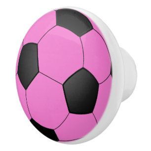Fun Girly Bright Pink Black Soccer Ball Keramikknauf