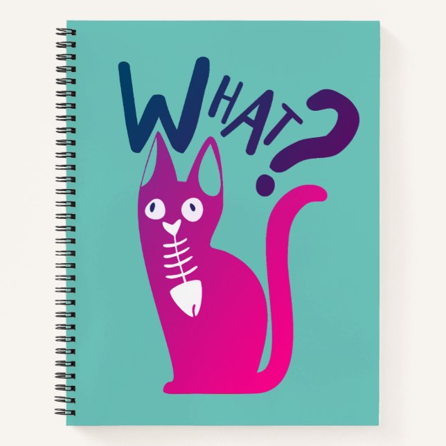 Fun Girly Cat Joke Magenta Gradient Aqua Notizbuch (Vorderseite)