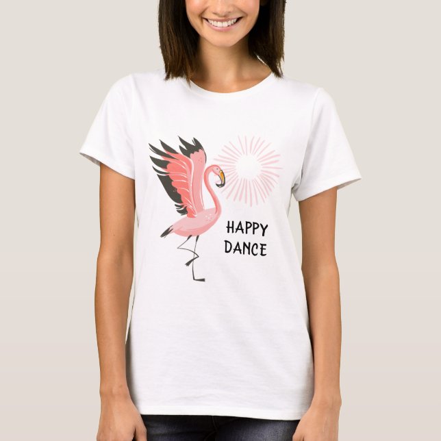 Fun Girly Dancing Pink Flamingo T-Shirt (Vorderseite)