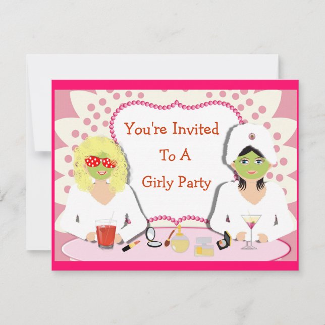 Fun Girly Pamper Party Theme Einladung (Vorderseite)