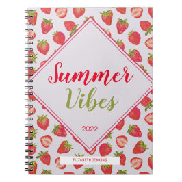 Fun Girly Pink Strawberry Summer Vibes Zitat Notizblock