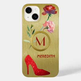 Fun Glam Elegant Floral Monogram Name Case-Mate iPhone 14 Hülle
