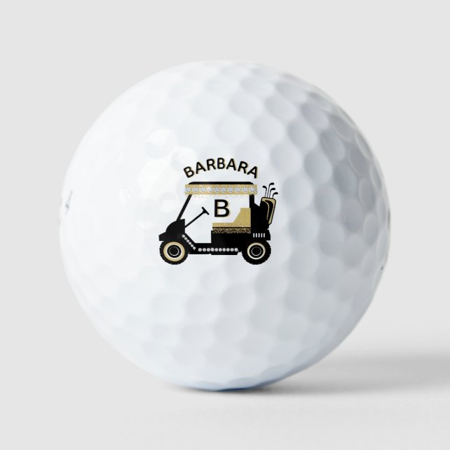 Fun Glam Glitz Name Gold Trimm Diamant Golf Cart Golfball (Vorderseite)