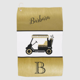 Fun Glam Golf Cart Monogram Name Golfhandtuch