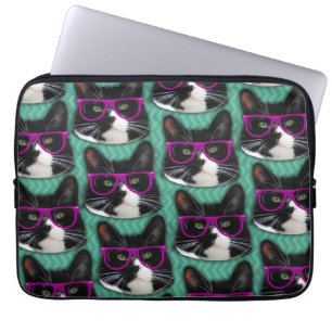 Fun Glasses Tuxedo Cat Epic Pattern Art Laptopschutzhülle