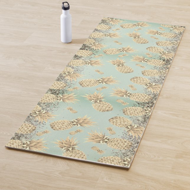 Fun Glittery Golden Pineapes Yogamatte (Beispiel)