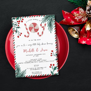 Fun Glitzer Weihnachts Candy Cane Joy Baby Shower Einladung