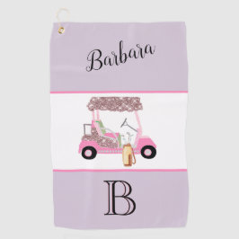 Fun Glitzy Golf Cart Monogram Name Golfhandtuch