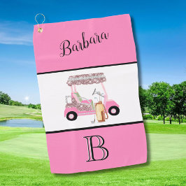 Fun Glitzy Golf Cart Monogram Name Golfhandtuch