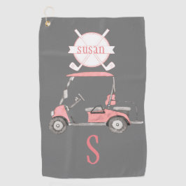 Fun Glitzy Golf Cart Monogram Name Golfhandtuch