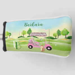 Fun Glitzy Golf Cart Monogram Name Putter Headcover