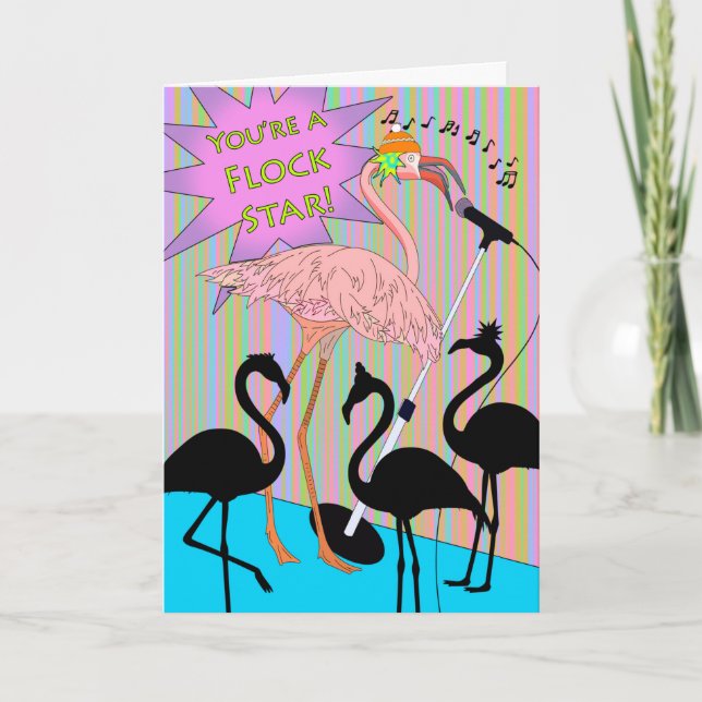 Fun Glückwunsch zu Leistung mit Flamingo Karte (Vorderseite)
