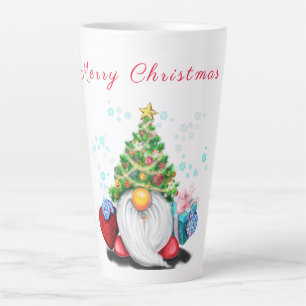 Fun Gnome mit Weihnachtsbaumhut und Geschenk für Milchtasse