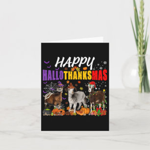 Fun Goats Mummy Pilgrim Santa Costume Happy Hallot Karte