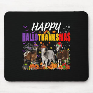 Fun Goats Mummy Pilgrim Santa Costume Happy Hallot Mousepad