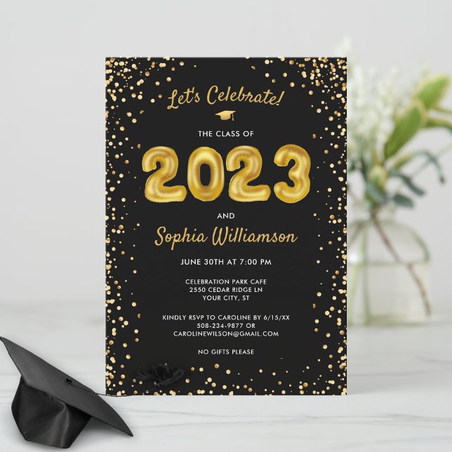 Fun Gold Balloons Class of 2023 Graduation Party Einladung (Von Creator hochgeladen)