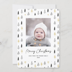 Fun Gold Black Pine Tree Minimalistische Weihnacht Feiertagskarte