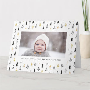 Fun Gold Black Pine Tree Minimalistische Weihnacht Karte