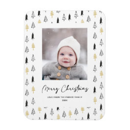 Fun Gold Black Pine Tree Minimalistische Weihnacht Magnet