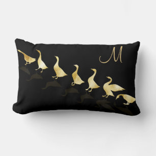 Fun Gold Foil Gänse Black Monogram Kissen