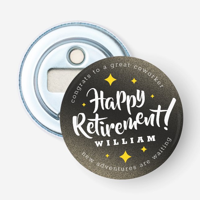 Fun Gold Glitzer Stars Rente Neue Abenteuer Flaschenöffner (Vorderseite)