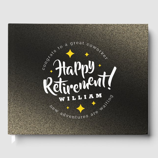 Fun Gold Glitzer Stars Rente Neue Abenteuer Gästebuch (Vorderseite)