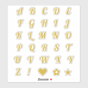 Fun Gold Schriftart Alphabet Initial Monogram Lett Aufkleber