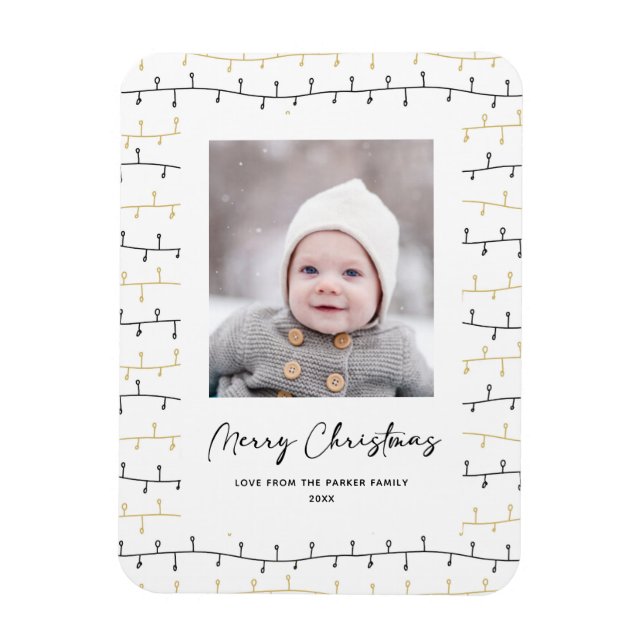 Fun Gold Schwarze Weihnachtsschmuck Einfach Weiß Magnet (Vertikal)