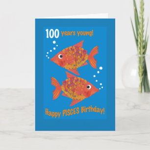 Fun Goldfish Pisces 100. Geburtstagskarte Karte