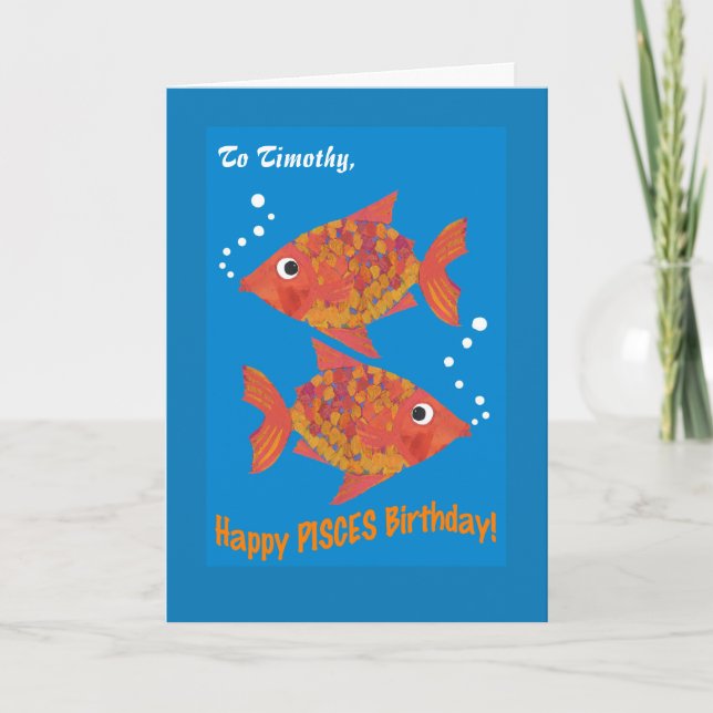 Fun Goldfish pisces Custom Geburtstagskarte Karte (Vorderseite)