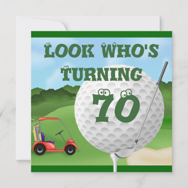 Fun Golf 70. Geburtstag Einladung TEMPLATE (Vorderseite)