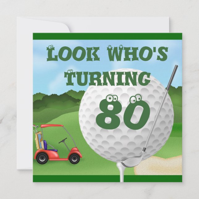Fun Golf 80. Geburtstag Einladung TEMPLATE (Vorderseite)