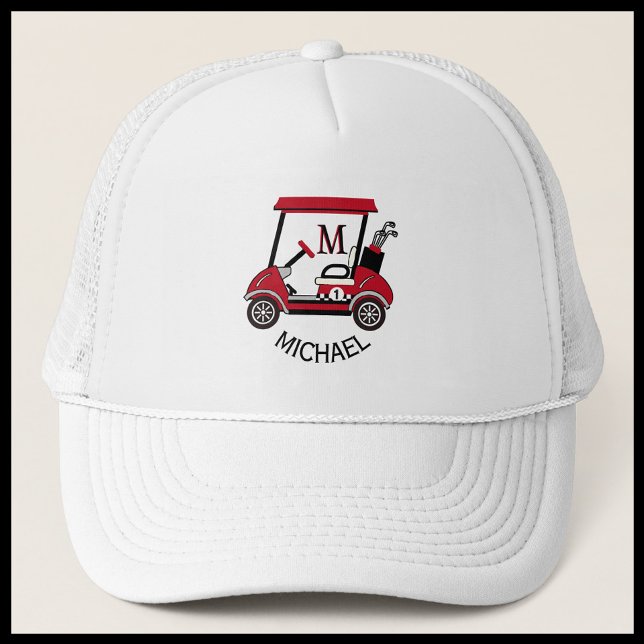 Fun Golf Typ Cart Custom Monogram Name Truckerkappe (Von Creator hochgeladen)