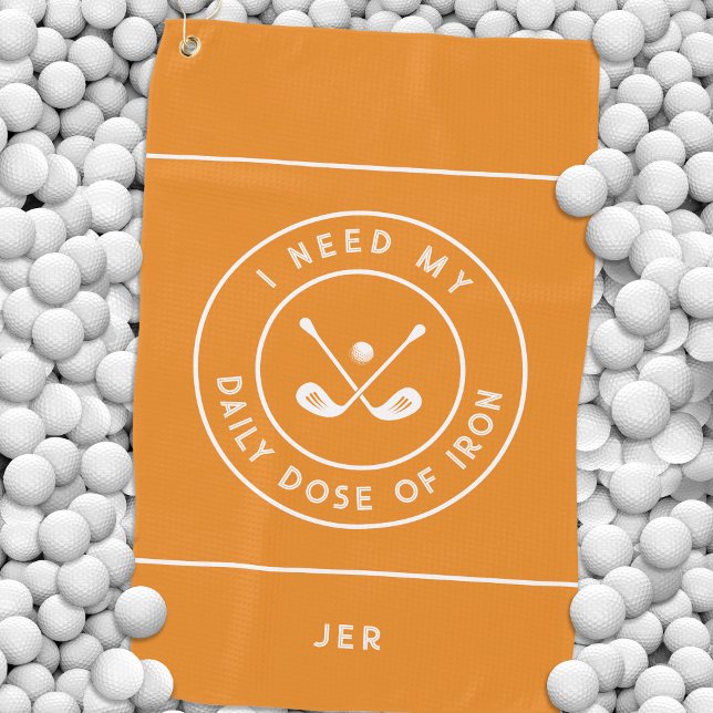 Fun Golfer Spaß Golfplatz Eisen Sportausrüstung Or Golfhandtuch (Golfer Humor Golf Iron Sports Pro Equipment Orange Golf Towel)