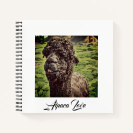 Fun Goofy Black Alpaca Farm Animal White Journal Notizbuch