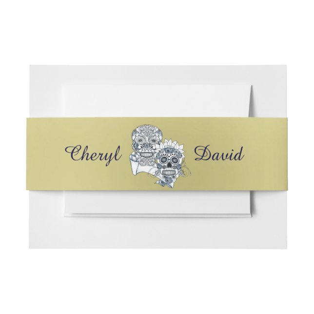 Fun Goth Sugar Skulls Braut und Bauerndesign Einladungsbanderole (Vorderseite Beispiel)